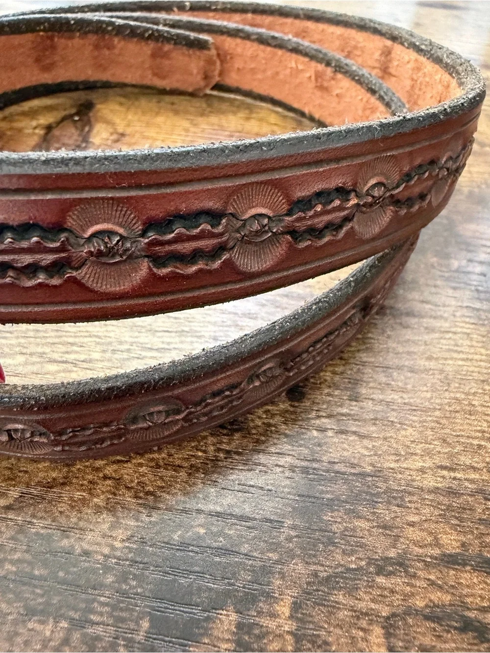 Robert Crew Morphosis Leathers Vintage Tooled Totem Belt Brown